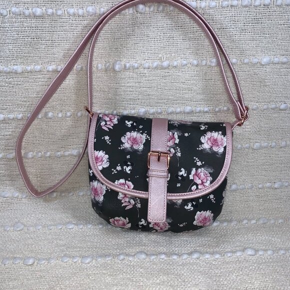Disney LOUNGEFLY Minnie Mouse Pink Floral Saddle Bag Crossbody Purse - Picture 2 of 15